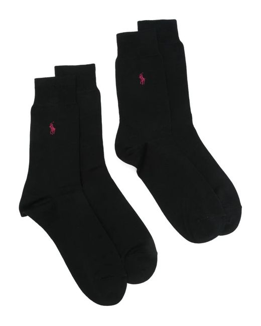 Polo Ralph Lauren Black Polo Pony-Motif Socks (Pack Of Two) for men