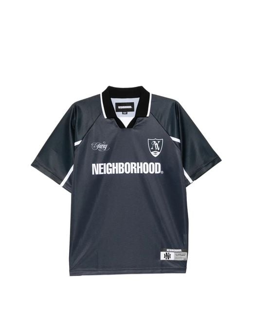 Neighborhood Blue Logo-Print V-Neck T-Shirt for men