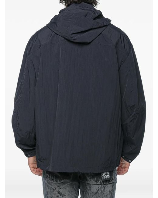 ARMANI EXCHANGE Blue Logo-Patch Hooded Jacket for men
