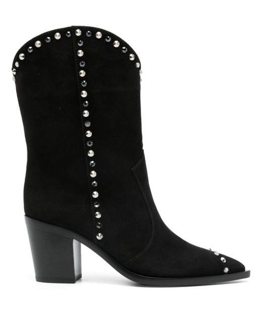 Gianvito Rossi Black 75mm Suede Boots