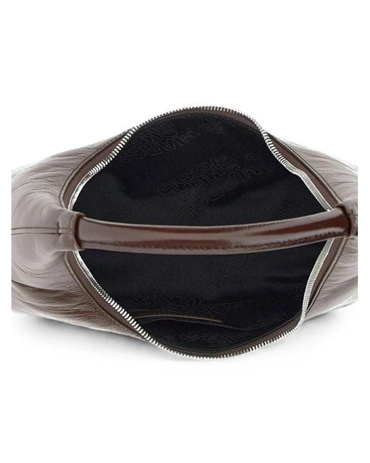 MARGE SHERWOOD Brown Crinkled-Leather Shoulder Bag