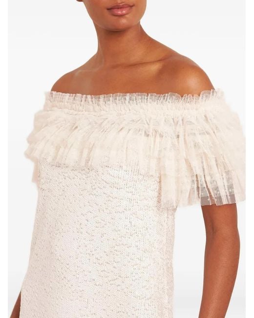 Needle & Thread White Ruffled Midi Dress