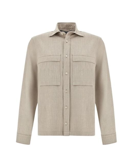 Paul & Shark White Jersey Pockets Overshirt for men