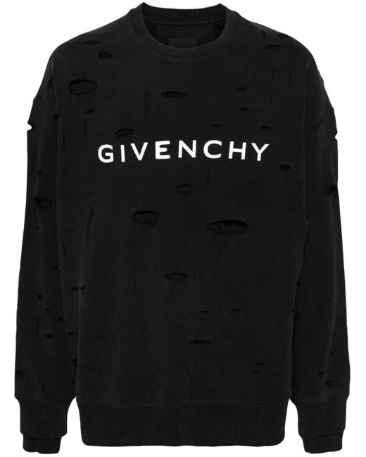 Givenchy Sweatshirt im Distressed-Look mit Logo-Print in Black für Herren