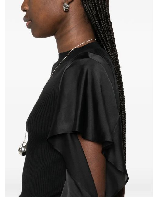 Sacai Black Ruffled Knitted Top
