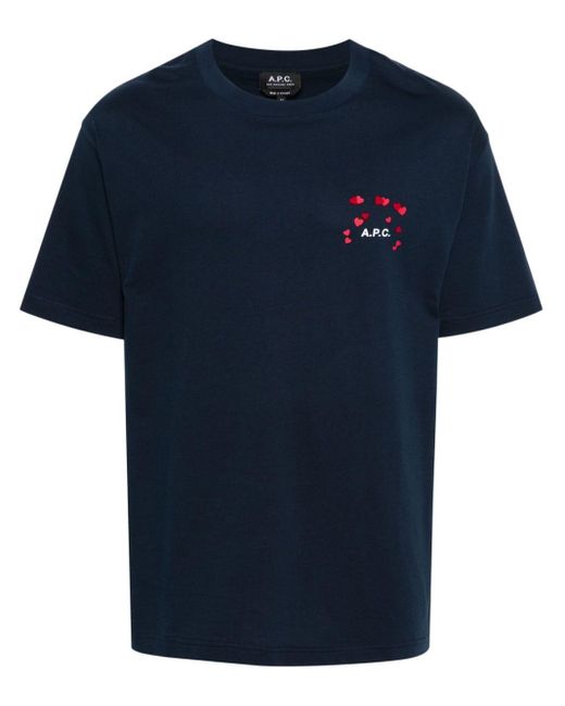 A.P.C. Blue Logo-print Cotton T-shirt