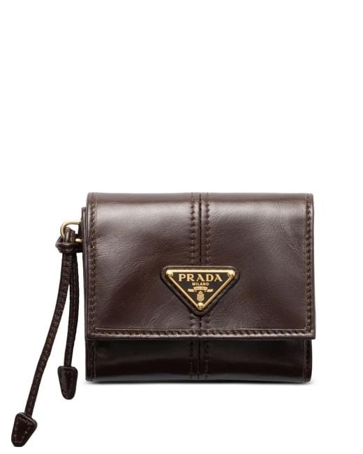 Prada Gray Small Snap-Closure Leather Wallet