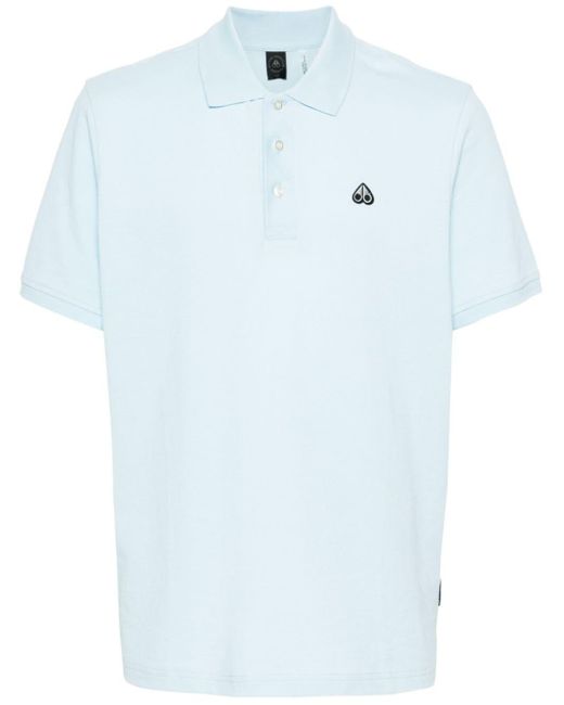 Moose Knuckles Blue Logo-patch Polo Shirt for men