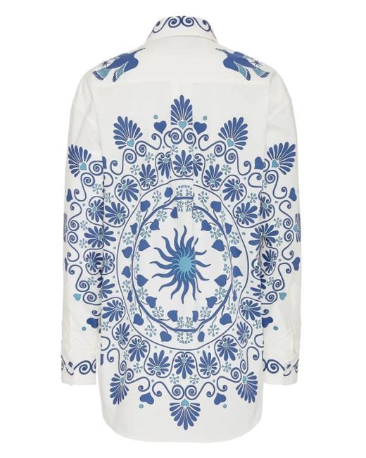 LaDoubleJ Blue Cotton Patterned Better Than Your Boyfriend'S Shirt