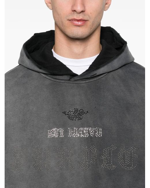 Purple Brand Black Hoodie En Polaire À Ornements for men