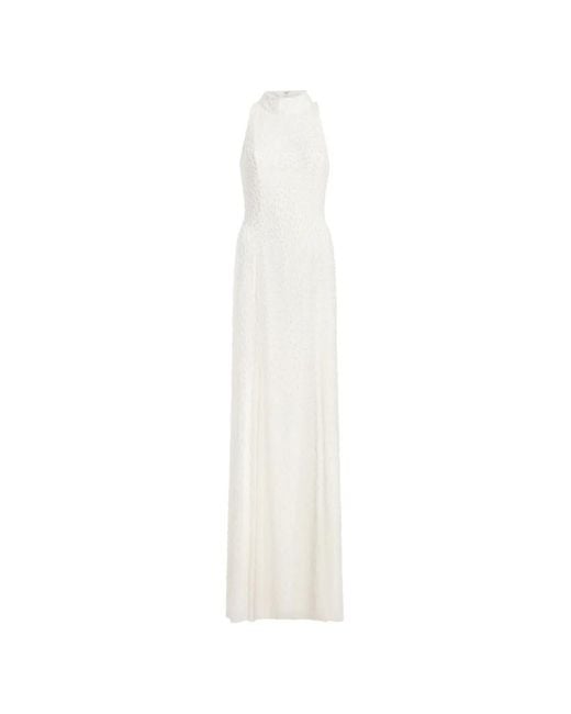 Jenny Packham Women's White Mischief Embellished High-Neck Maxi Dress