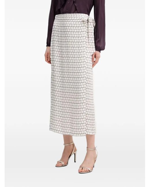 MARC AUREL Natural Geometric-Print Wrap Midi Skirt