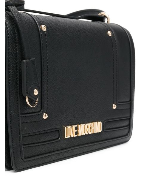 Love Moschino Black Logo-Plaque Crossbody Bag