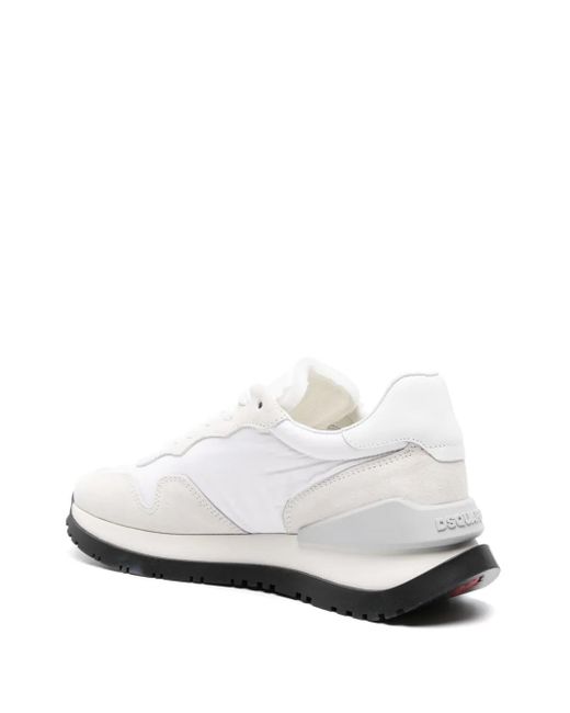 DSquared² White Logo-Patch Leather Lace-Up Sneakers