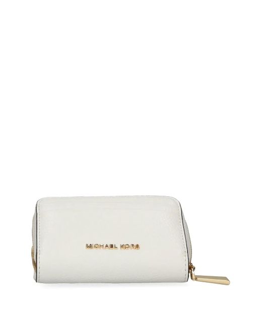 Michael Kors White Jet Set Small Zip-Around Card Case