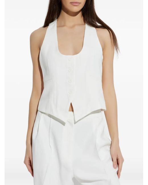 IRO White Buttoned Halter-Neck Vest