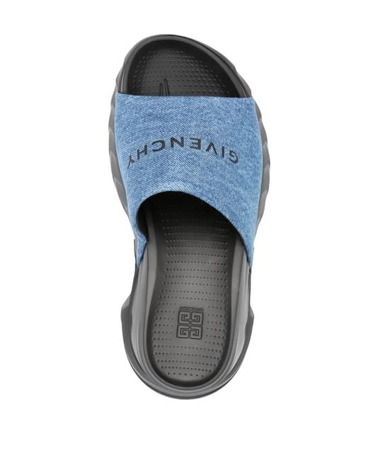 Givenchy Blue Marshmallow Wedge Logo Sandals