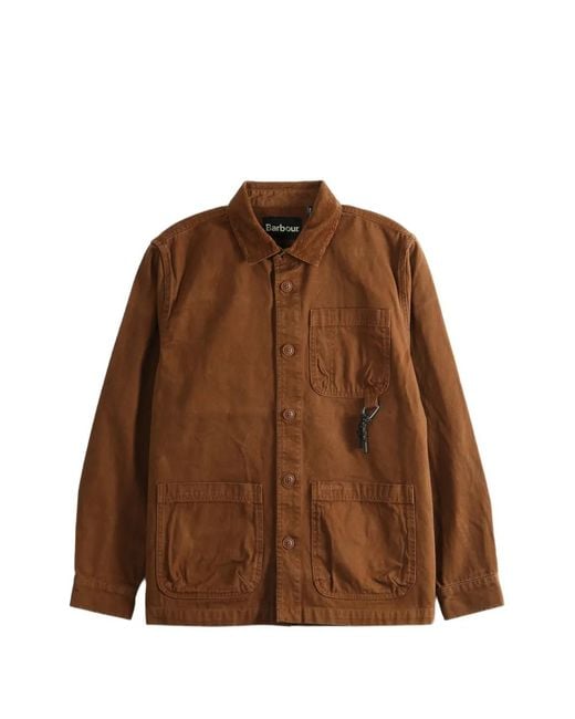 Barbour Brown Bowland Patch-Pocket Shirt Jacket for men