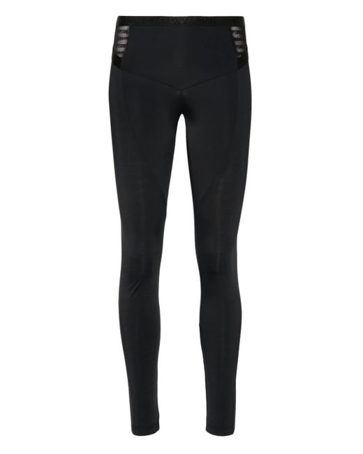 Logo-waistband leggings Emporio Armani en coloris Black