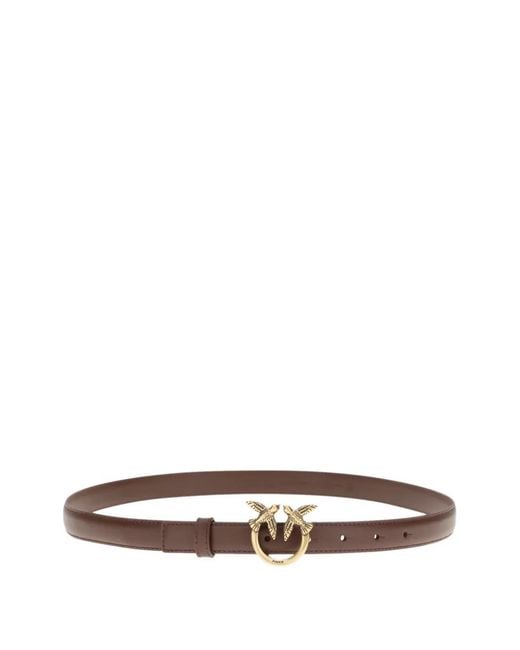 Pinko White Love Birds Thin Leather Belt 2Cm