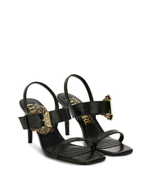 Versace Jeans Couture Black Baroque Buckle Emily Sandals