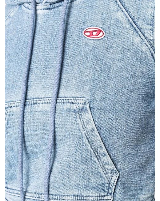 DIESEL Blue D-Angy Logo-Appliqué Denim Hoodie