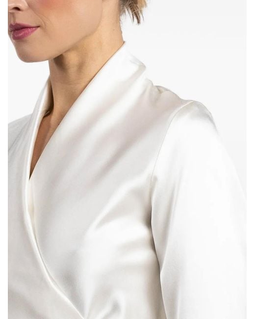 Peter Cohen White Three-Quarter Wrap Blouse