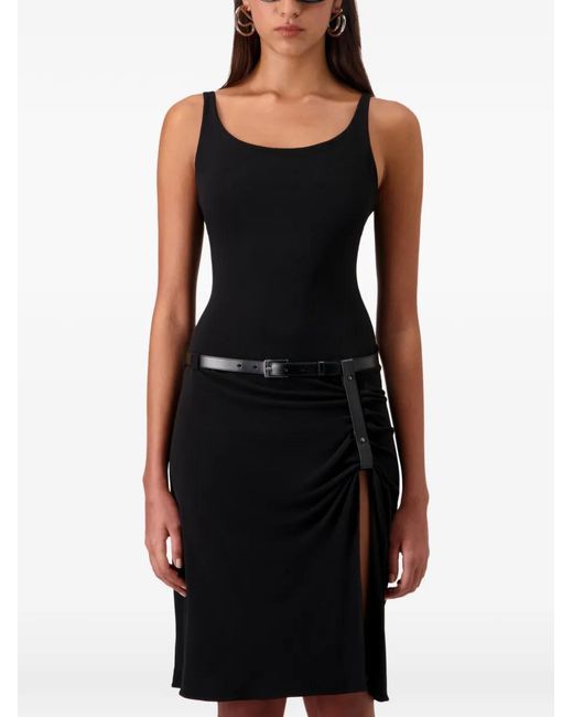 Coperni Black Sleeveless Fitted Ruched Mini Dress