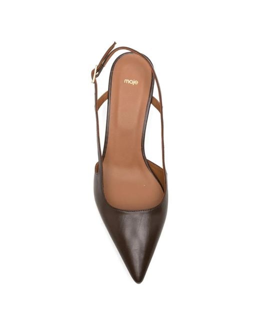 Maje Brown Pointed-Toe Slingback Pumps