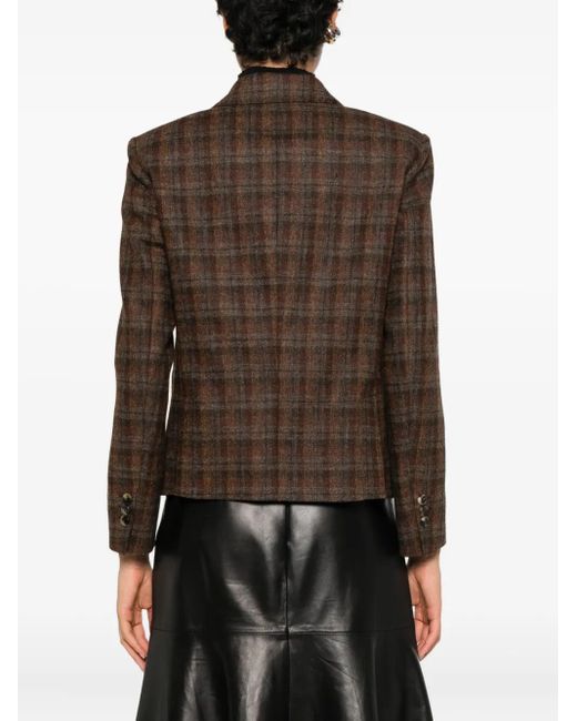 Alberto Biani Brown Checked-Pattern Blazer