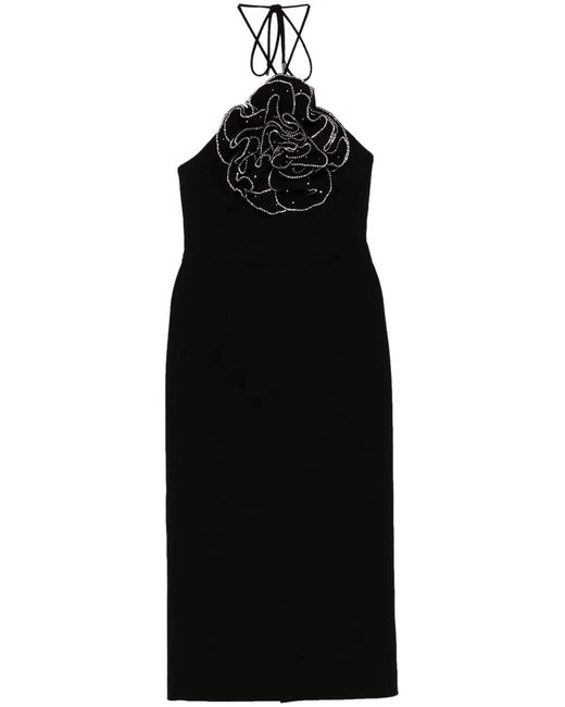 Rebecca Vallance Black Eliana Halter Midi Dress