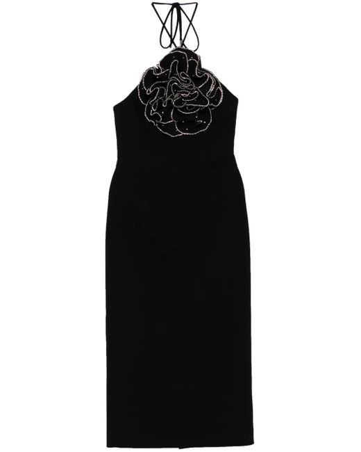 Rebecca Vallance Eliana Midi-Jurk Met Halternek in het Black