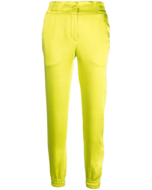 Philipp Plein Yellow Tapered Satin Track Pants