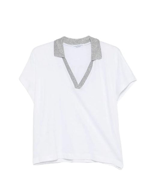 Amina Rubinacci White Glitter-Trim T-Shirt