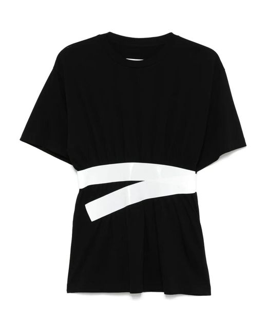 MM6 by Maison Margiela Black Tape-Embellished T-Shirt