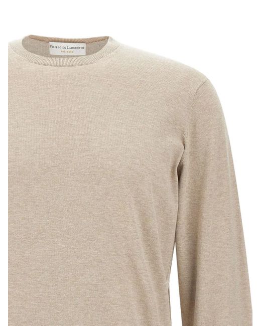 FILIPPO DE LAURENTIIS White Crew-Neck Long-Sleeve Sweater for men