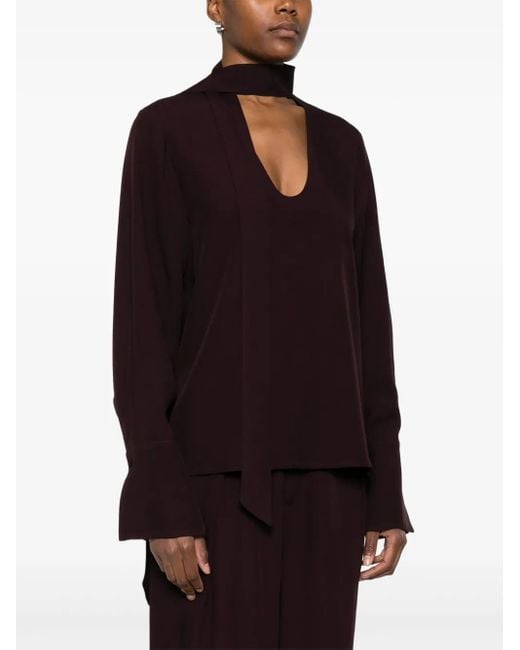 Raquel Diniz Black Neck-Tie Long-Sleeve Blouse