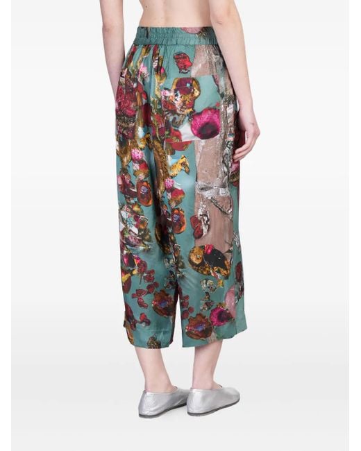 Yavi Graphic-print Trousers Blue