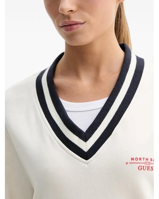 Guess Blue Striped V-Neck Sweater for men