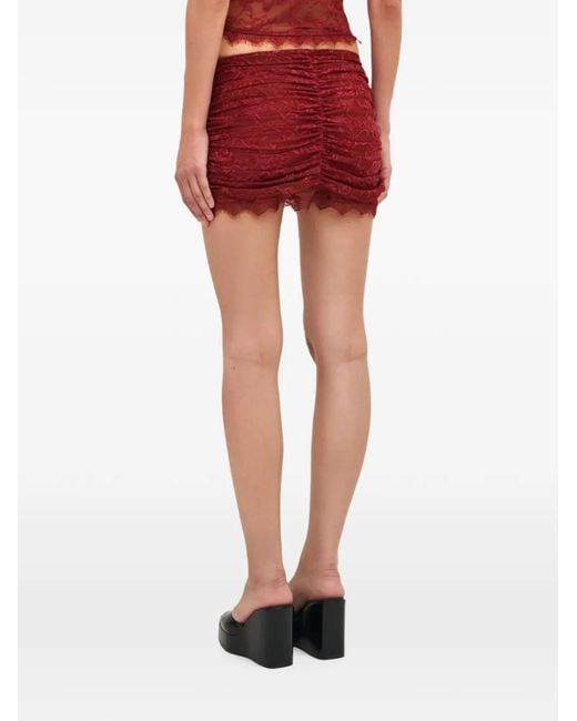 OW Collection Red Jupe Selah En Dentelle À Fronces