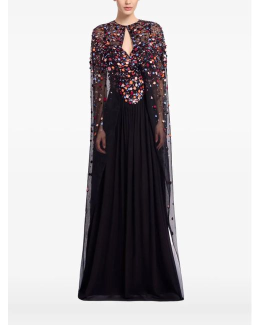 Elie Saab Blue Sequin-Embellished Cape