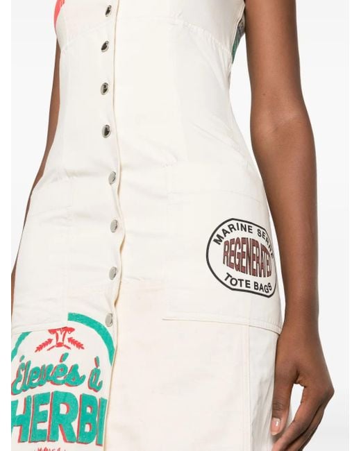 MARINE SERRE White Regenerated Tote Bags Apron Midi Dress