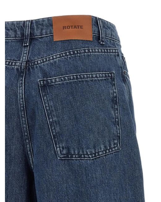ROTATE BIRGER CHRISTENSEN Blue Draped Barrel Palazzo Jeans