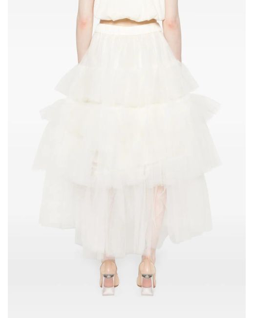 Simone Rocha White Ruffled Tiered Tulle Skirt - Women's - Acetate/polyamide/silk/acetatecupronylon