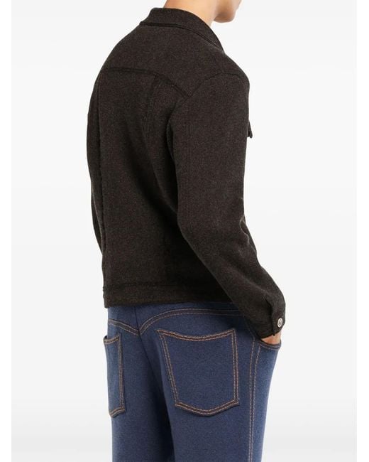 Barrie Black Knitted Denim Jacket for men