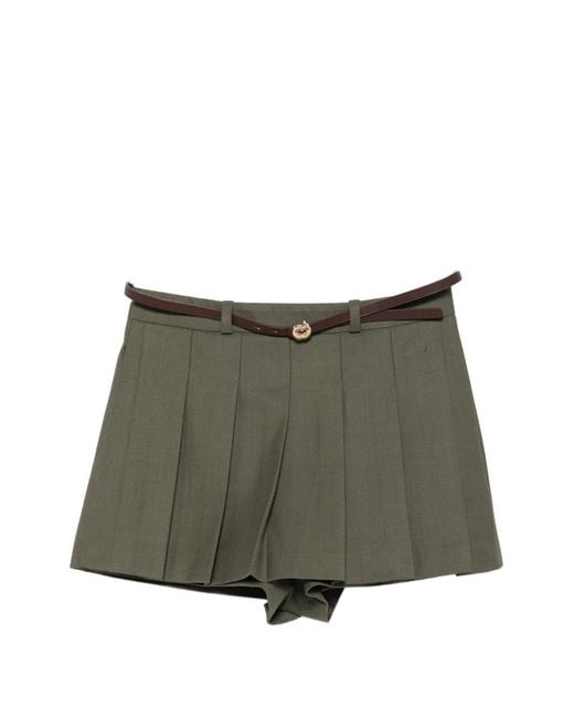 Maje Gray Pleated Belted Shorts