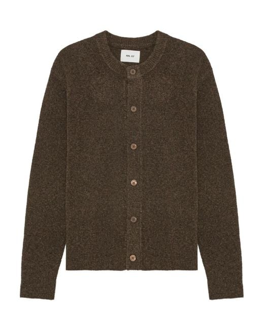 NN07 Brown Button-Front Wool Cardigan for men