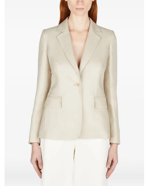 Max Mara White Single-Breasted Linen Blazer