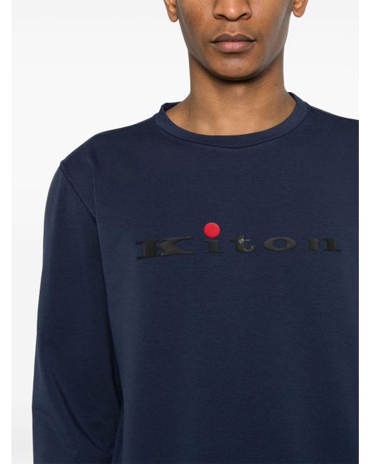 Kiton Blue Logo-rubberised Cotton Sweatshirt for men