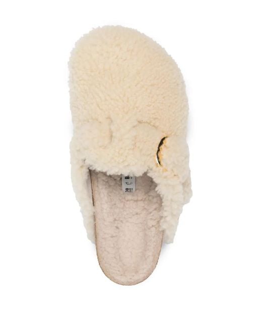 Birkenstock Natural Boston Buckled Platform Mules